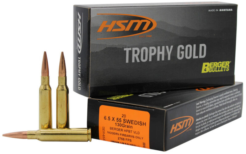 Hsm Trophy Gold Extended Range 6.5×55 Swedish 130 gr Berger Hunting VLD Match 20 rd