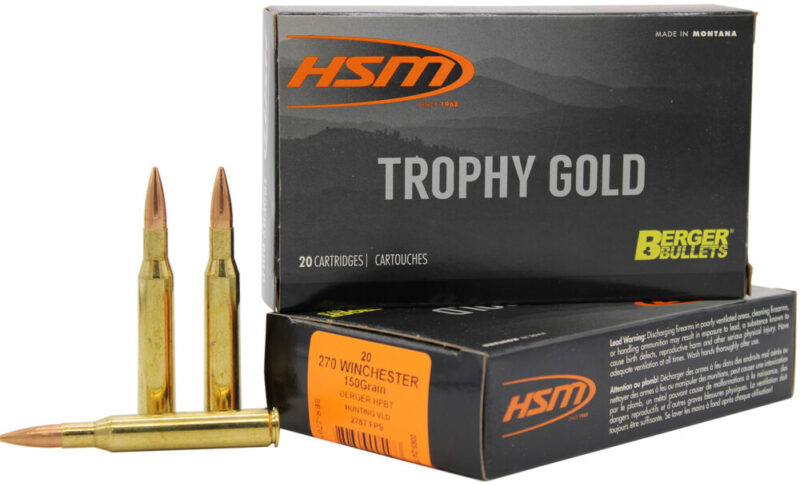 Hsm Trophy Gold Extended Range 270 Win 150 gr Berger Hunting VLD Match 20 rd