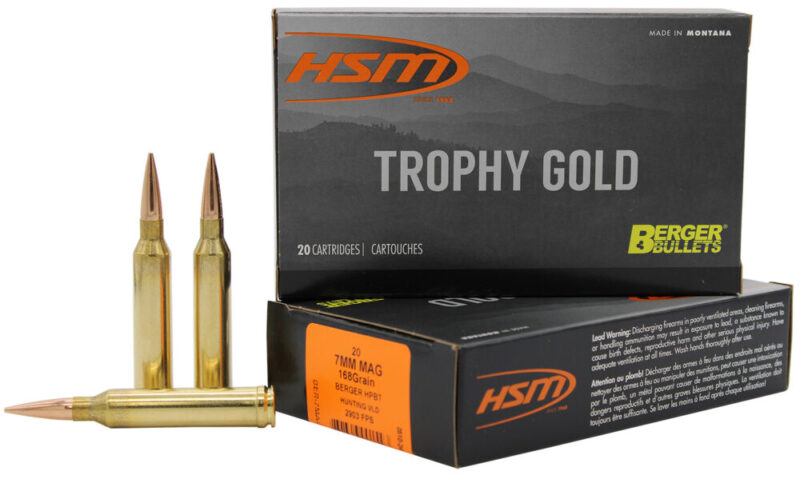 Hsm Trophy Gold Extended Range Rem 168 gr Berger Hunting VLD Match 20 rd 7mm