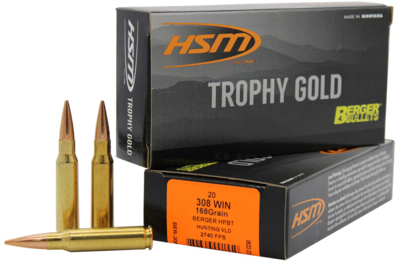 Hsm Trophy Gold Extended Range 308 Win 168 gr Berger Hunting VLD Match 20 rd