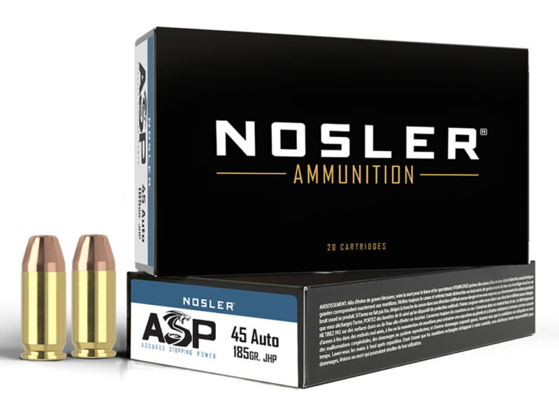 Nosler Assured Stopping Power Handgun 45 ACP 185 gr Jacketed Hollow Point 50 rd