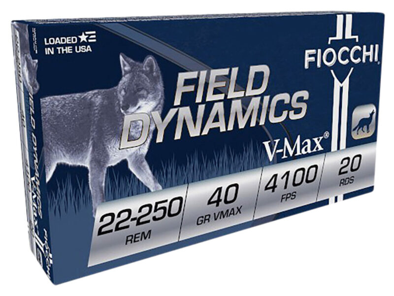 Fiocchi Ammunition Field Dynamics V-Max 22-250 Rem 40 gr Hornady V Max 20 rd