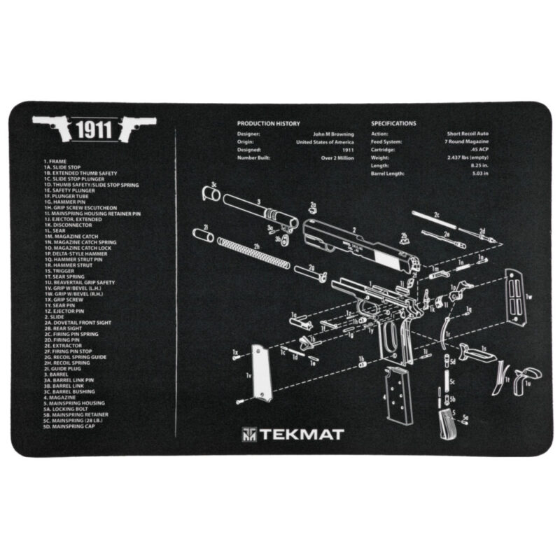 TekMat 1911 Pistol Mat 11″x17″ Black