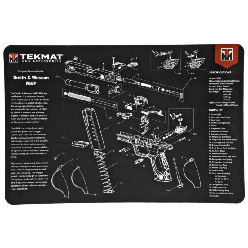 TekMat S&W M&P Pistol Mat 11″x17″ Black