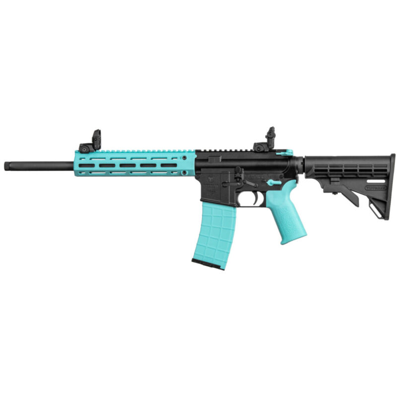 Tippmann Arms Company M4-22 LTE Accent Semi-automatic Rifle 22 LR 16″ Threaded Barrel Threaded 1/2X28 Black with Robbins Egg Blue Accents