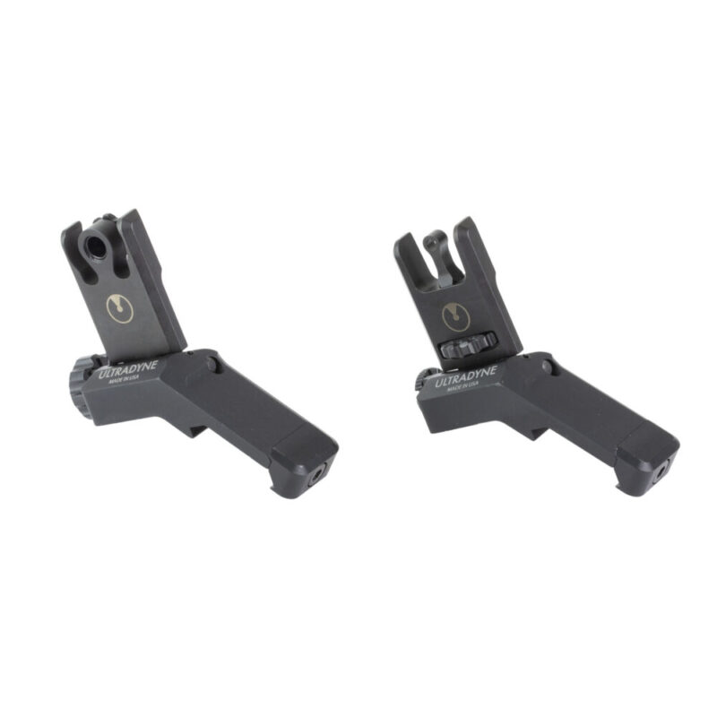 Ultradyne USA C2 Folding Front and Rear Offset Sight Combo-Aperture Fits Picatinny Black