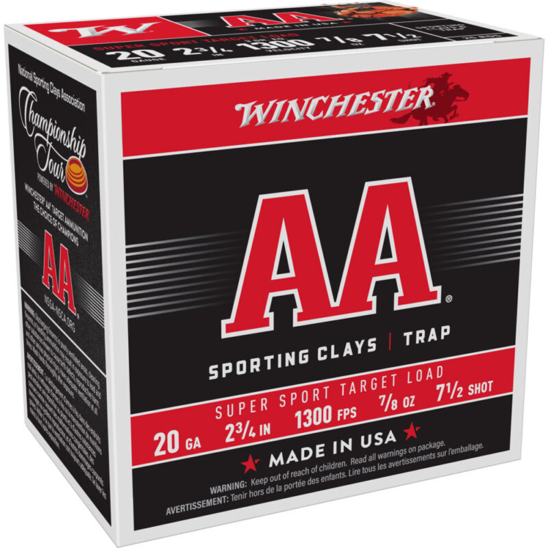 Winchester Ammunition AA Supersport Sporting Clay 20 Gauge 2.75″ #7.5 25 Round Box