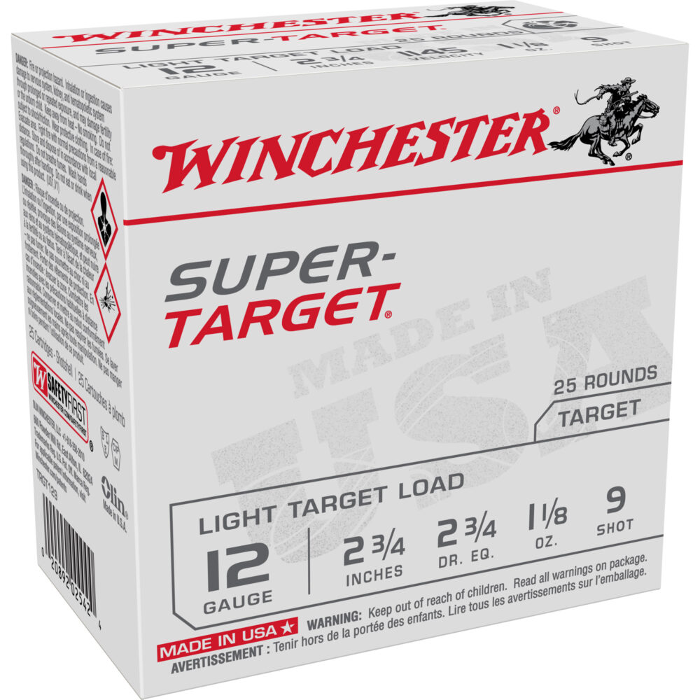 Winchester Ammunition Super Target 12 Gauge 2.75″ #9 25 Round Box